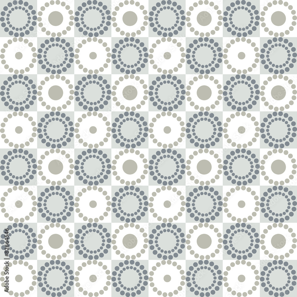 Seamless graphic pattern with circles and squares. 