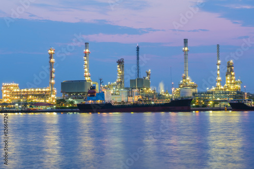 Oil refinery factory with river front, Bangkok Thailand