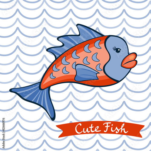 Illustration of cute fish character