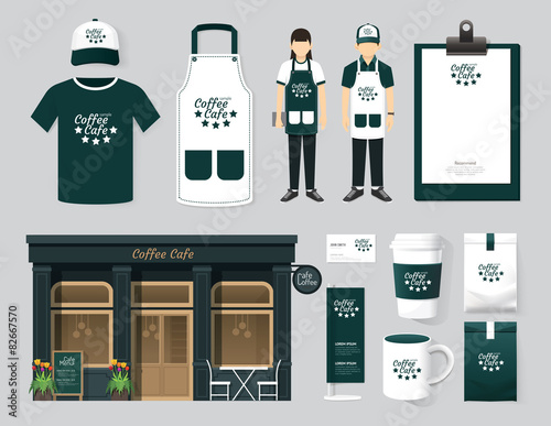 Vector buildings restaurant and cafe shop front design, mock-up