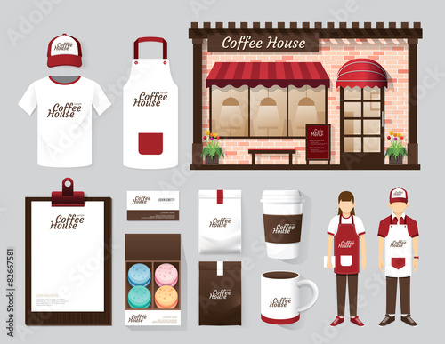 Vector buildings restaurant and cafe shop front design, mock-up