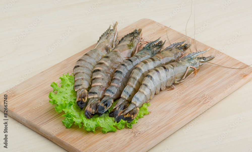 Raw tiger shrimps