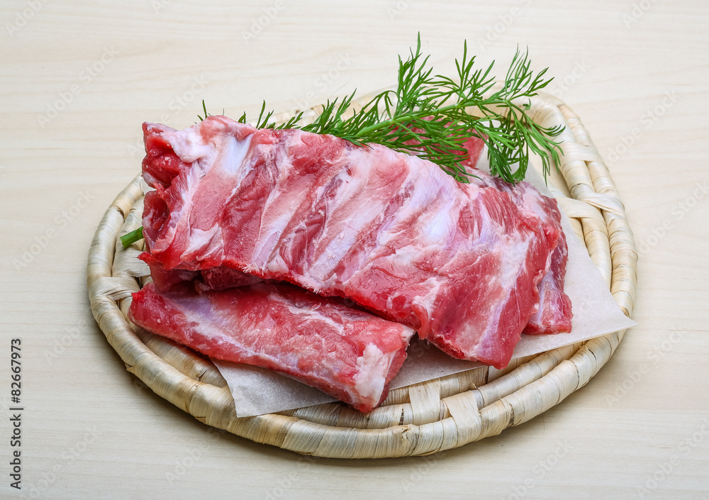 Raw pork ribs