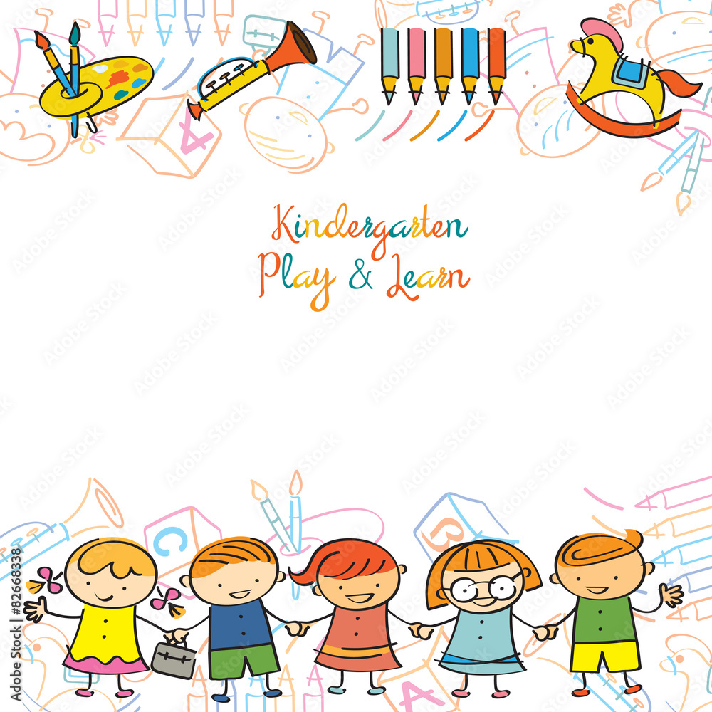 Kindergarten, Kids and Playground Frame