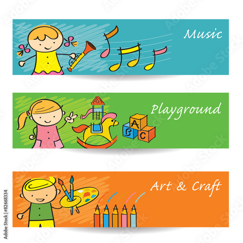 Kids Music, Art, Playground Banner