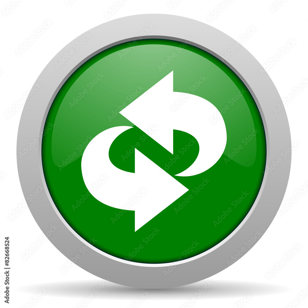 rotation green glossy web icon
