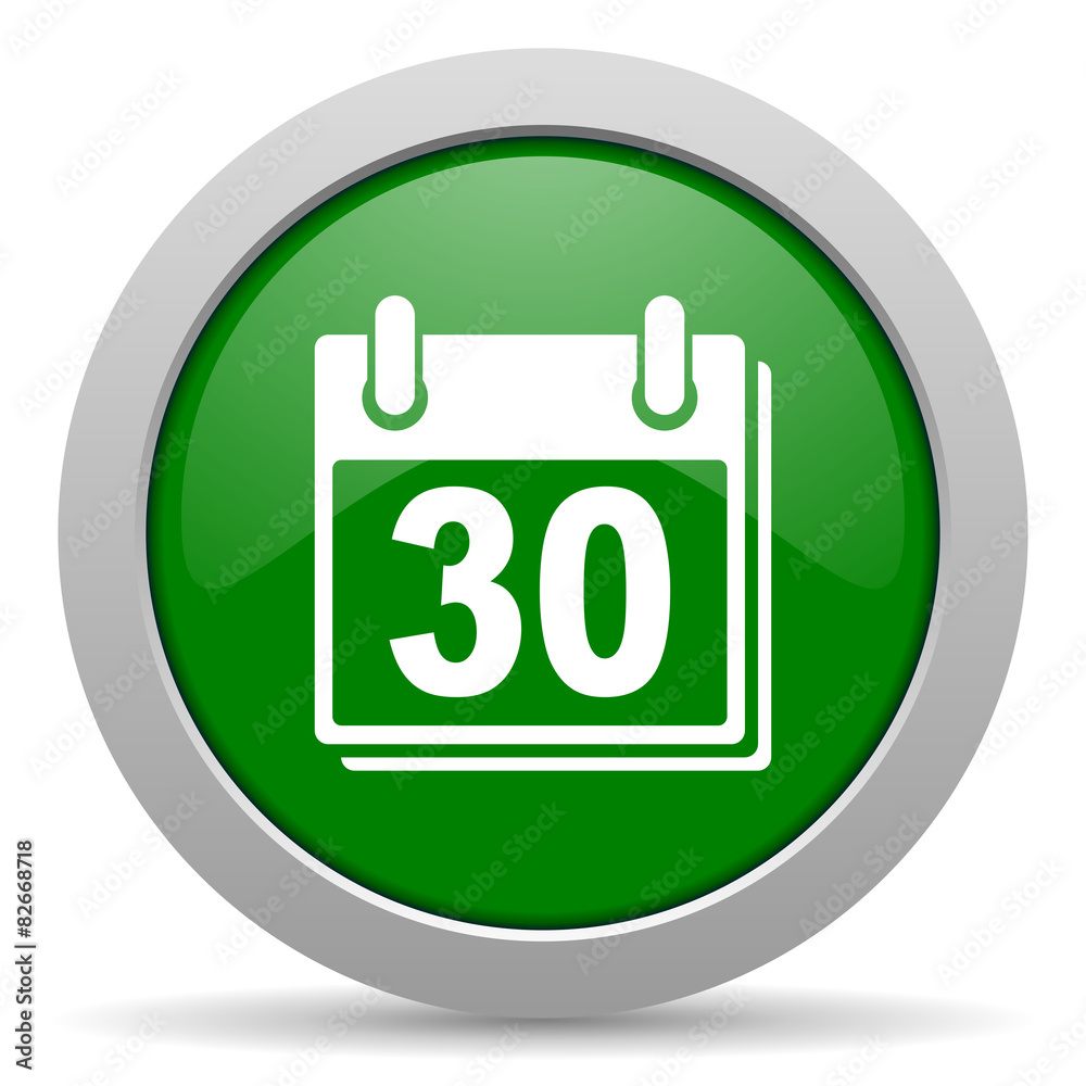 calendar green glossy web icon