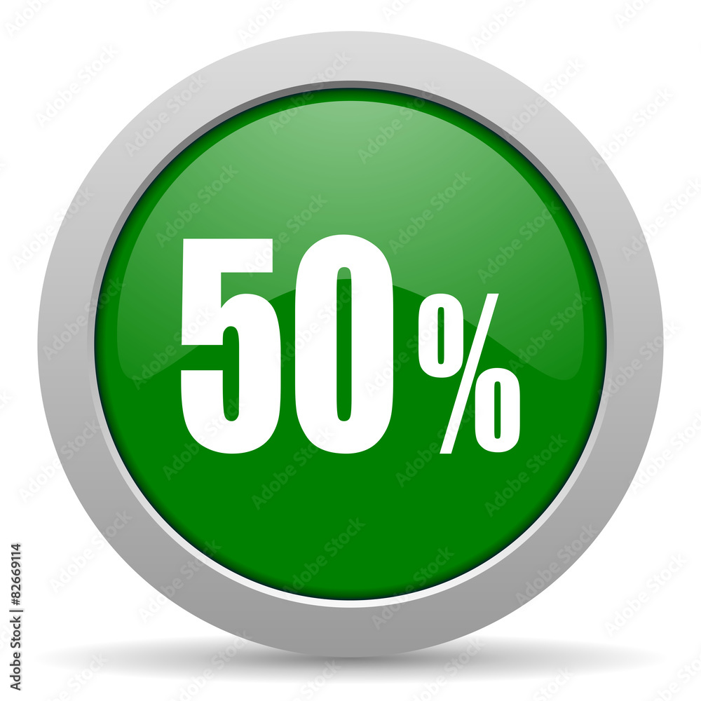 50 percent green glossy web icon