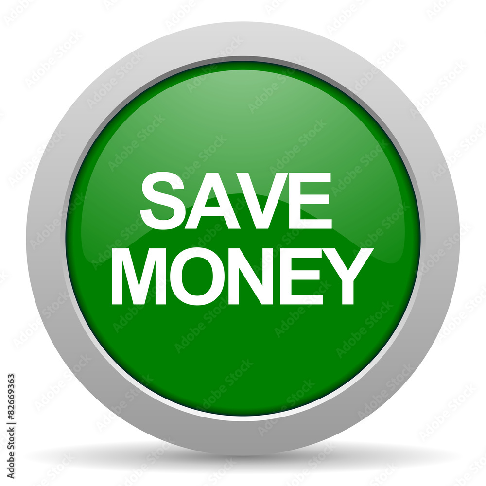 save money green glossy web icon