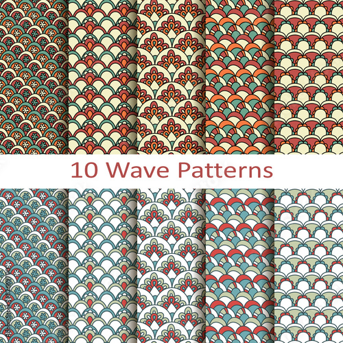 set of ten wave patterns