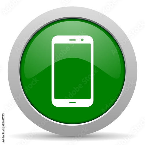 smartphone green glossy web icon