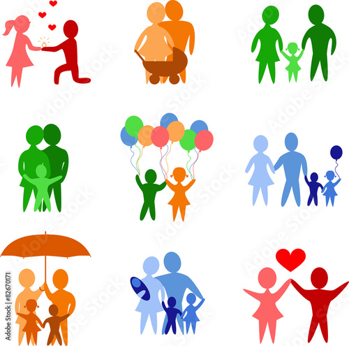 Set of color family icons