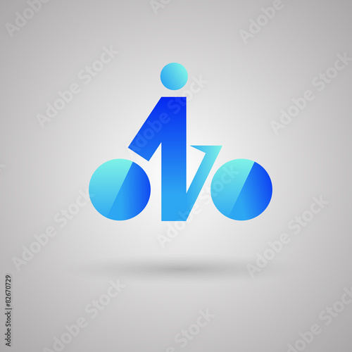 Vector logo design template. Slylized racing cyclist. photo