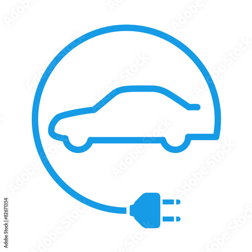 Icono aislado coche electrico azul photo
