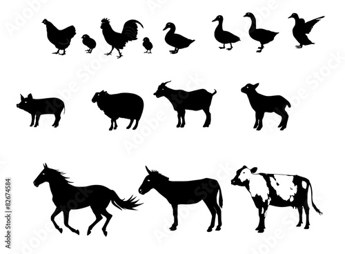 Farm animals silhouettes 