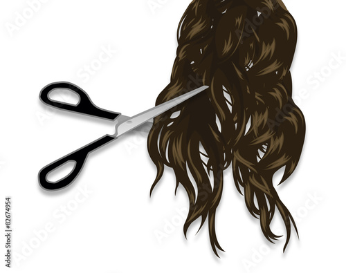 Long hair and professional scissors