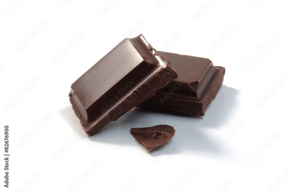 hocolate pieces isolated on a white background. hocolate pieces isolated on a white background.