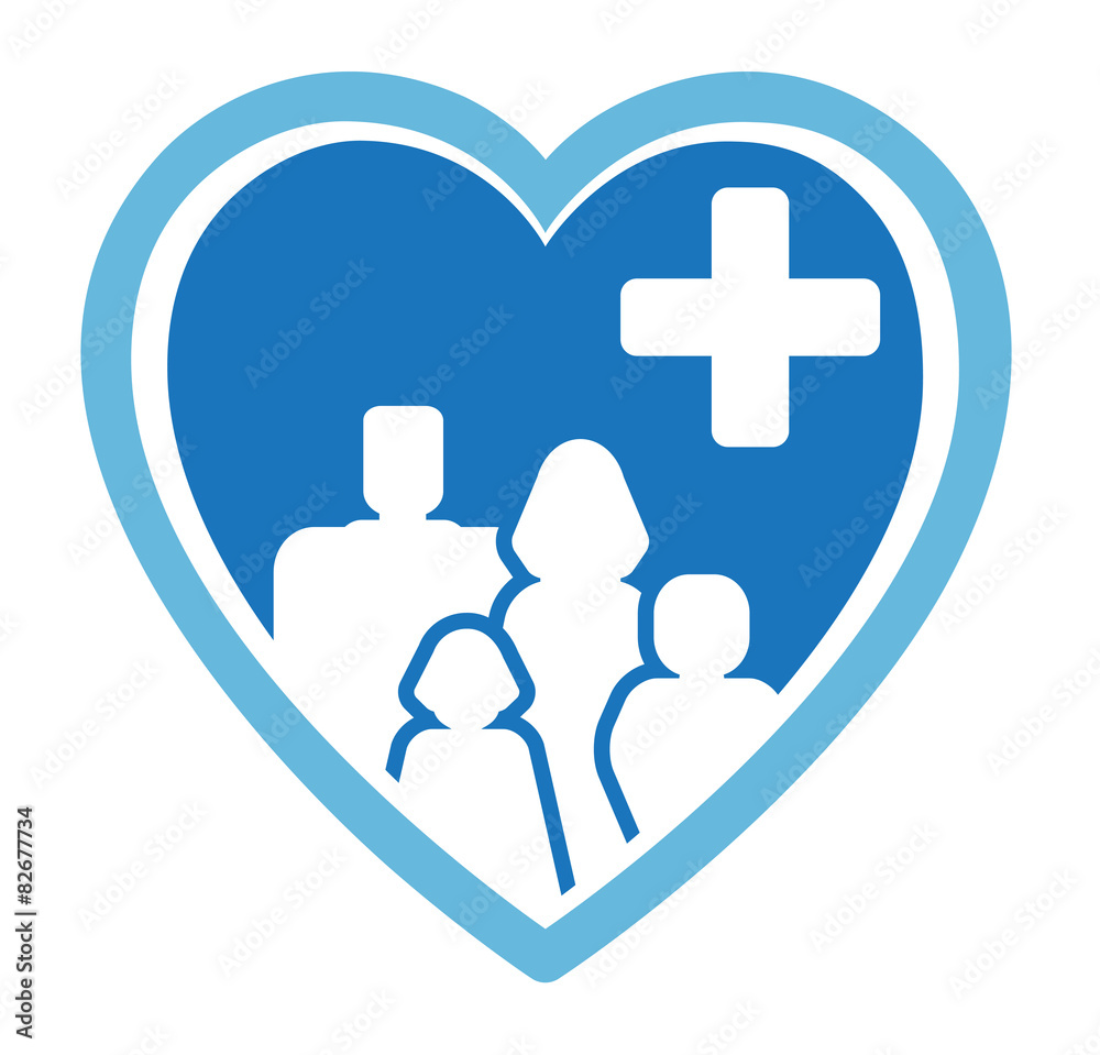 Obraz premium medicine icon with family on heart