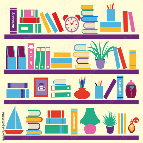 Background of  books on the Bookshelves