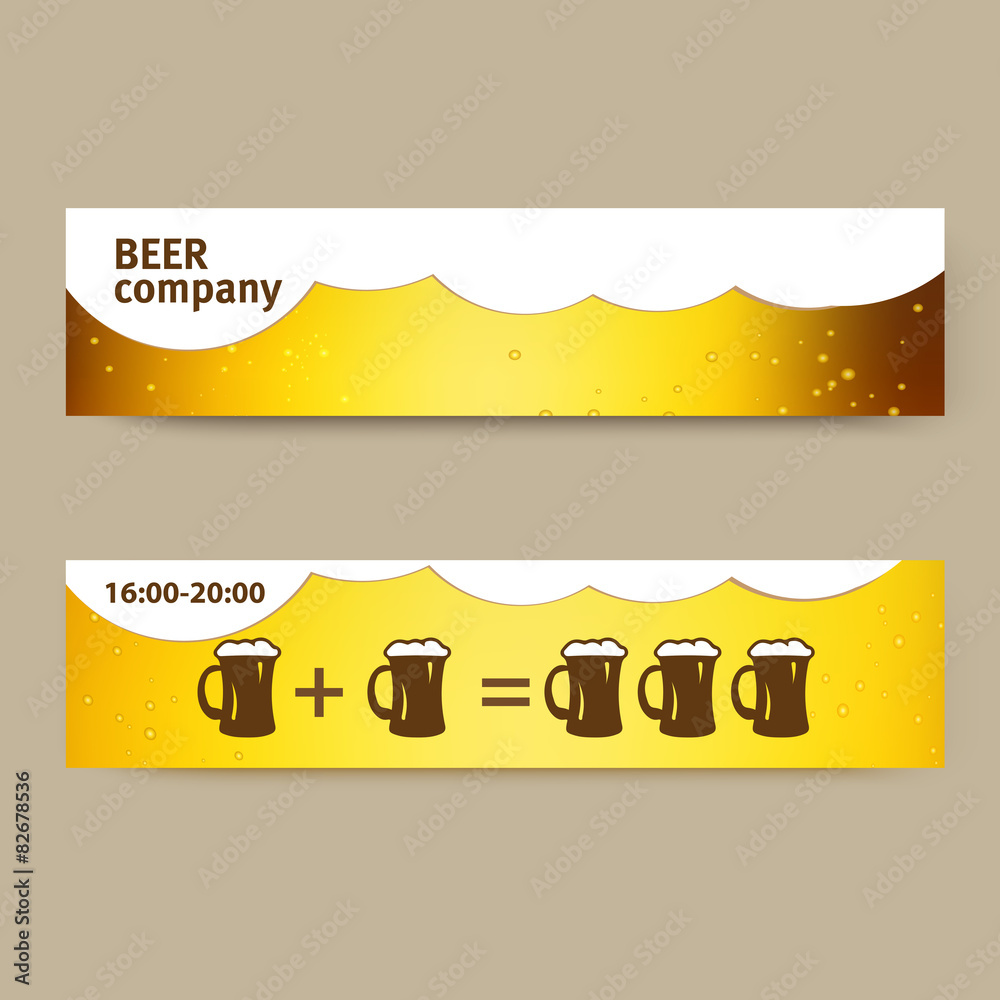 Naklejka premium summer banner with beer and cups