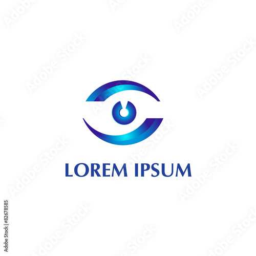 Vector logo design element on white background. Eye, optic