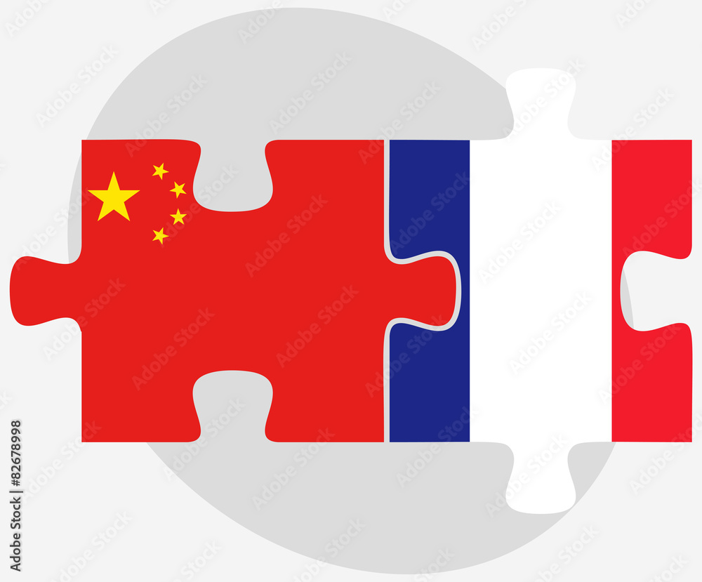 China and France Flags in puzzle