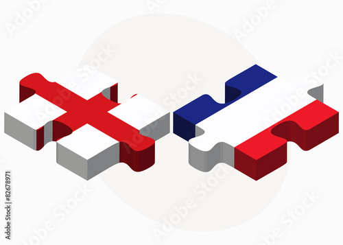 England and France Flags in puzzle