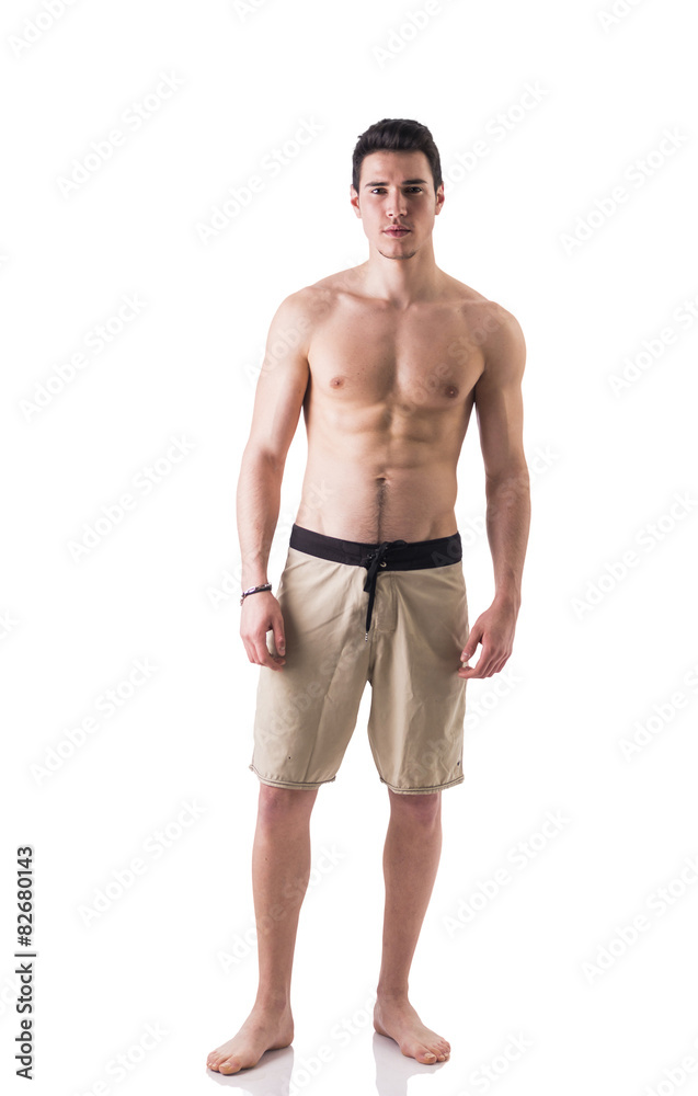 Full figure shot of handsome shirtless young man Full figure shot of handsome shirtless young man