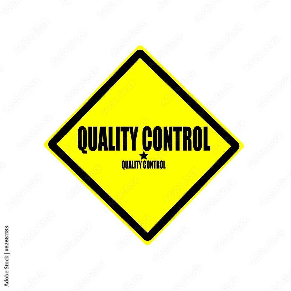 Quality control black stamp text on yellow background Quality control black stamp text on yellow background