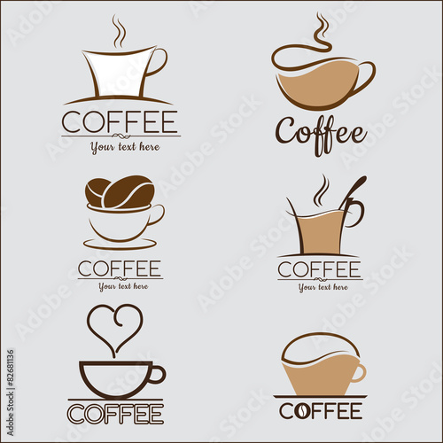 6 Set of coffee logo, labels, design templates