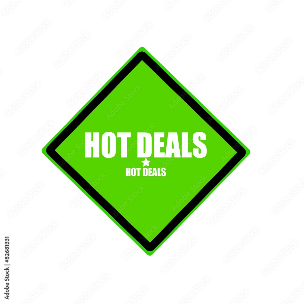 Hot deals white stamp text on green background Hot deals white stamp text on green background