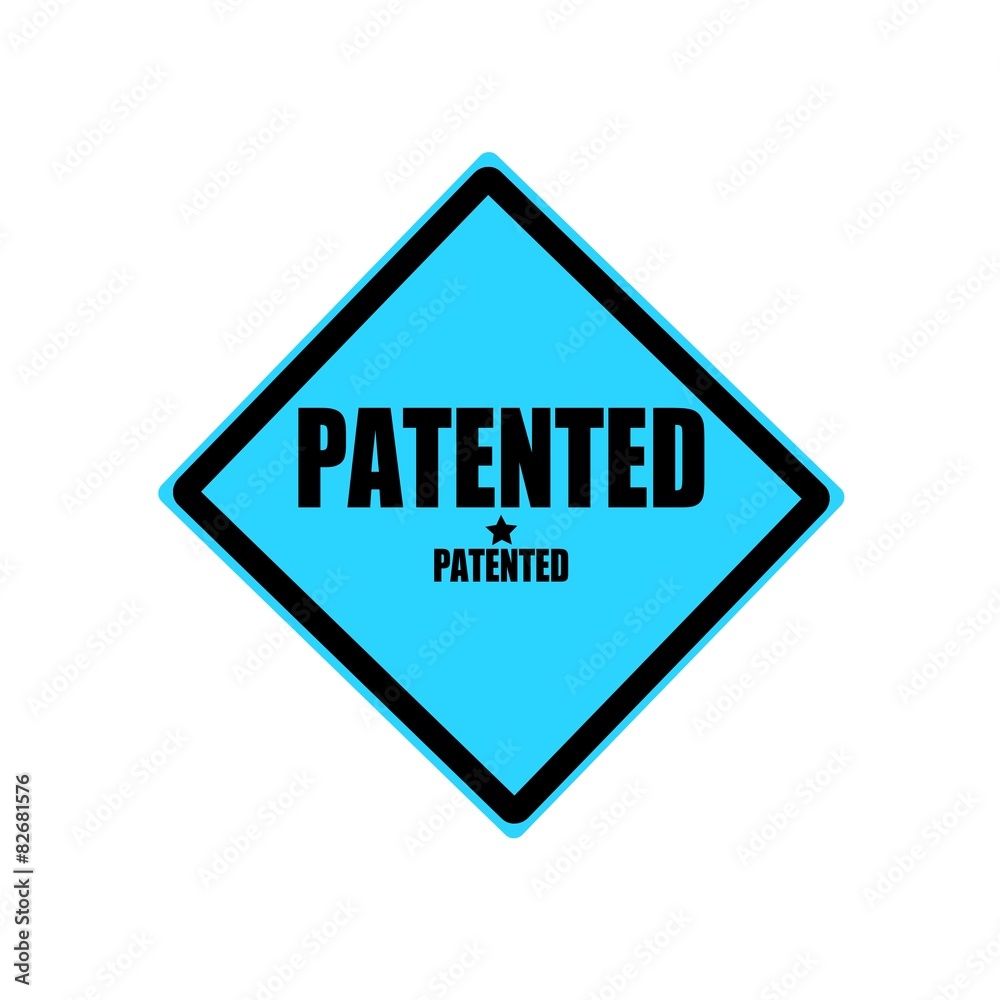 Patented black stamp text on blue background Patented black stamp text on blue background