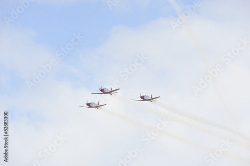 Synchronized flight of 4 planes in the team
