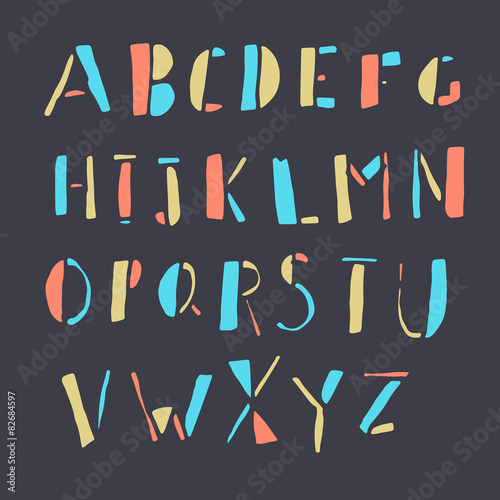 Hand-drawn Colorful Doodles Alphabet