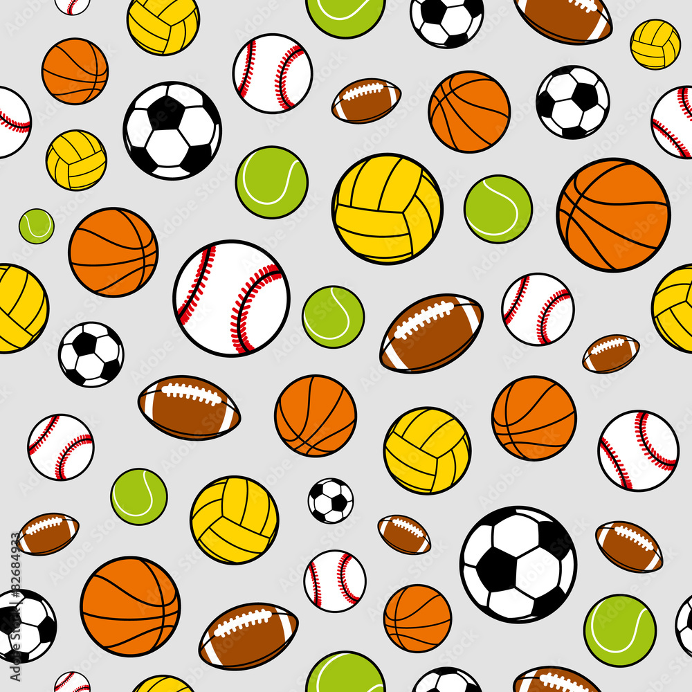 Sports Balls Seamless Background, Pattern Sports Balls Seamless Background, Pattern