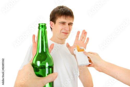 Teenager refuse a Cigarette and Beer photo