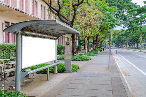 Photography Blank signboard at bus stop