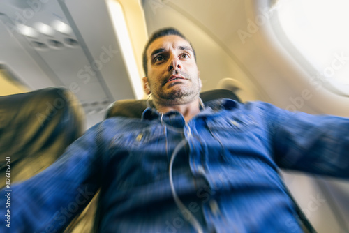 Airplane passenger panic photo