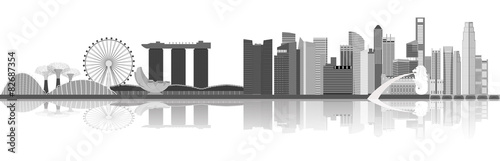 Obraz na płótnie Illustration of Singapore city skyline w salonie