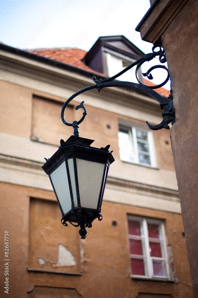 Old lantern in Warsaw, Poland