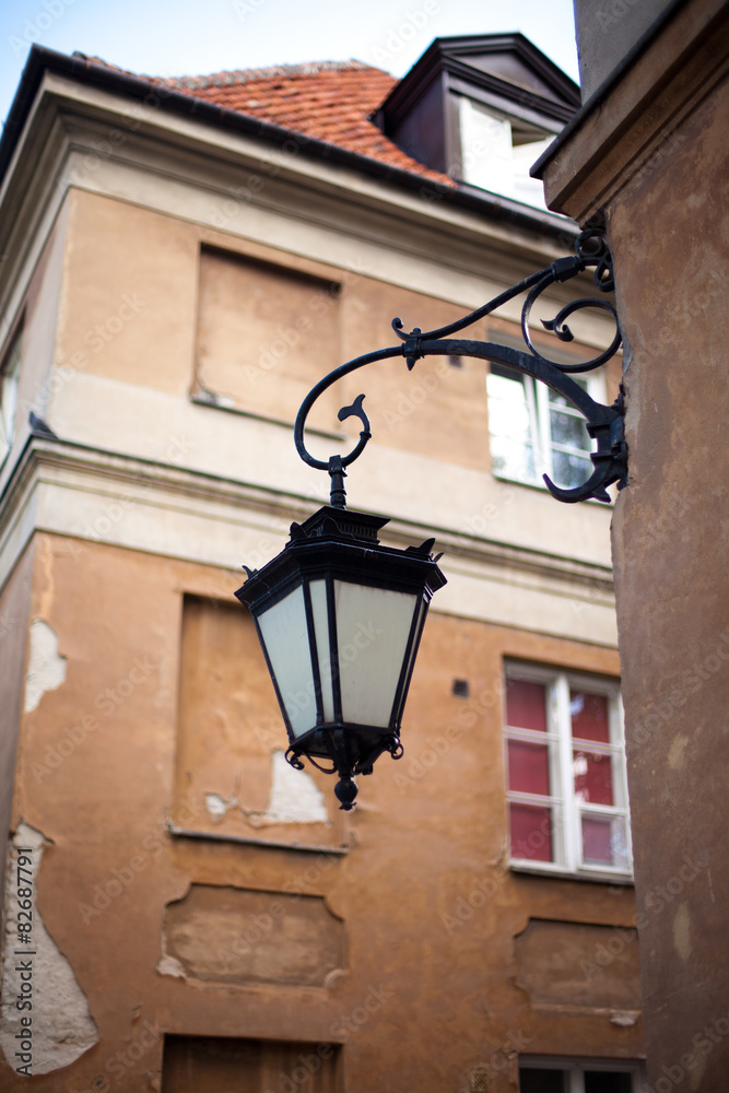 Old lantern in Warsaw, Poland