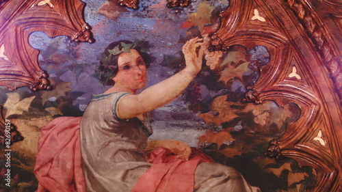 Fresco Paintings in ornate rooms of an Italian renaissance villa