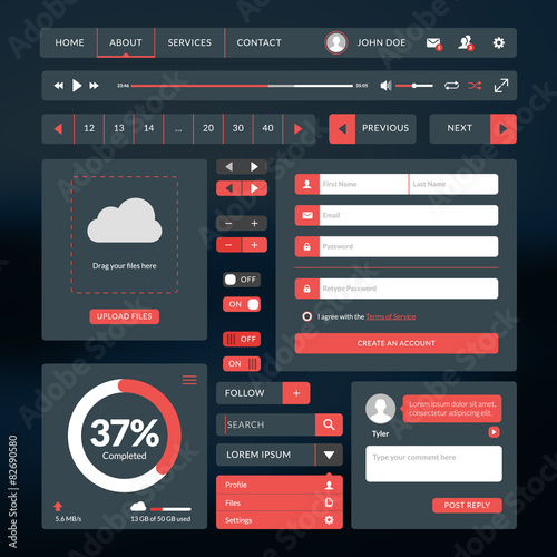 Set of flat design UI elements for mobile applications