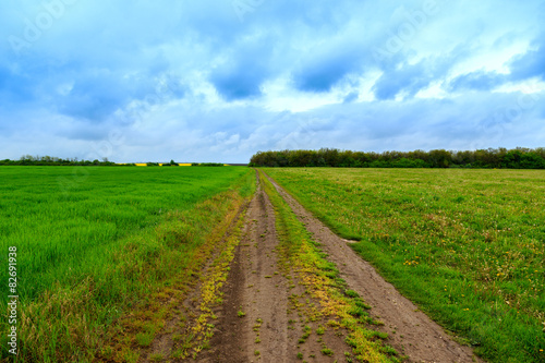 Road lane and deep sky