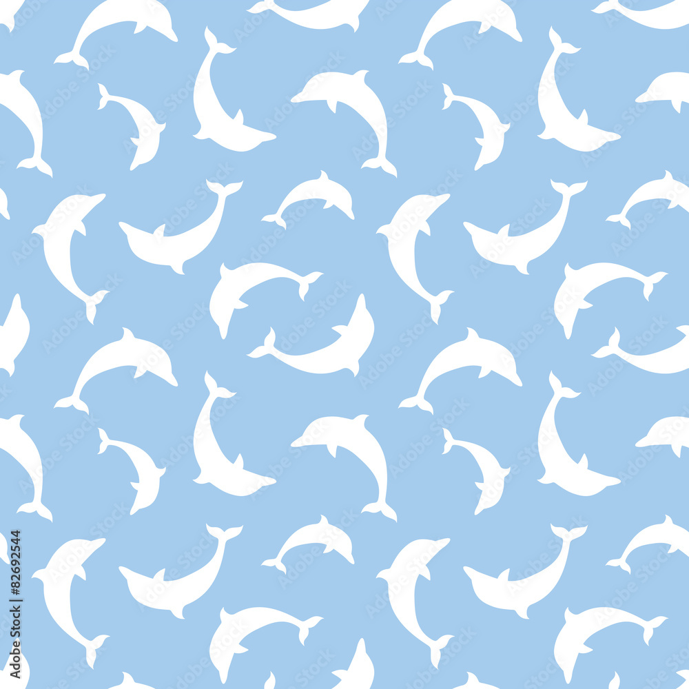 Fototapeta premium Seamless pattern with dolphins. Vector illustration.