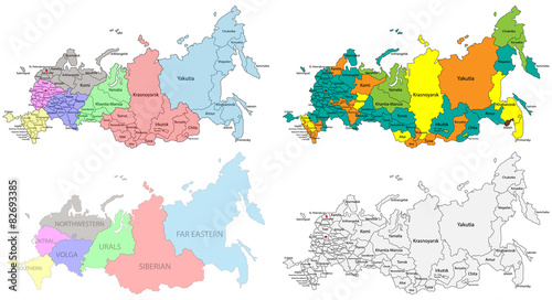 Political and regional map of Russia
