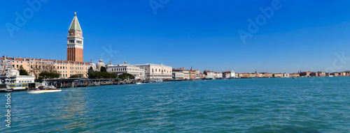 Venice lagoon with Doge's palace and Campanile on Piazza di San