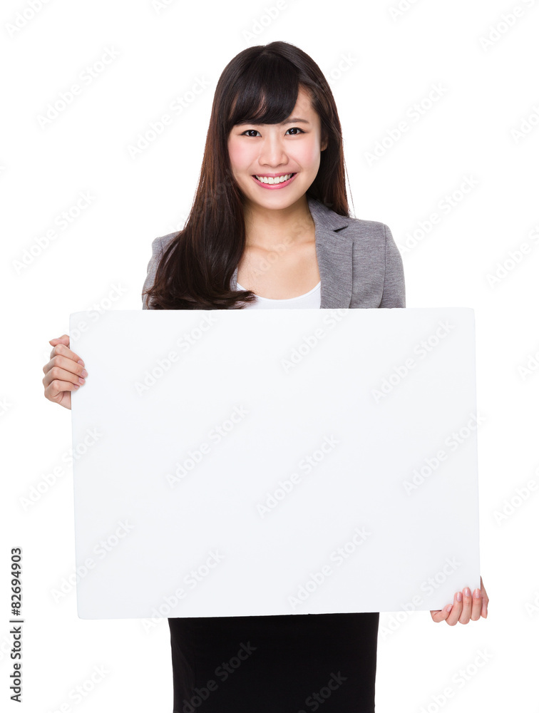 Asian businesswoman show with white board Asian businesswoman show with white board