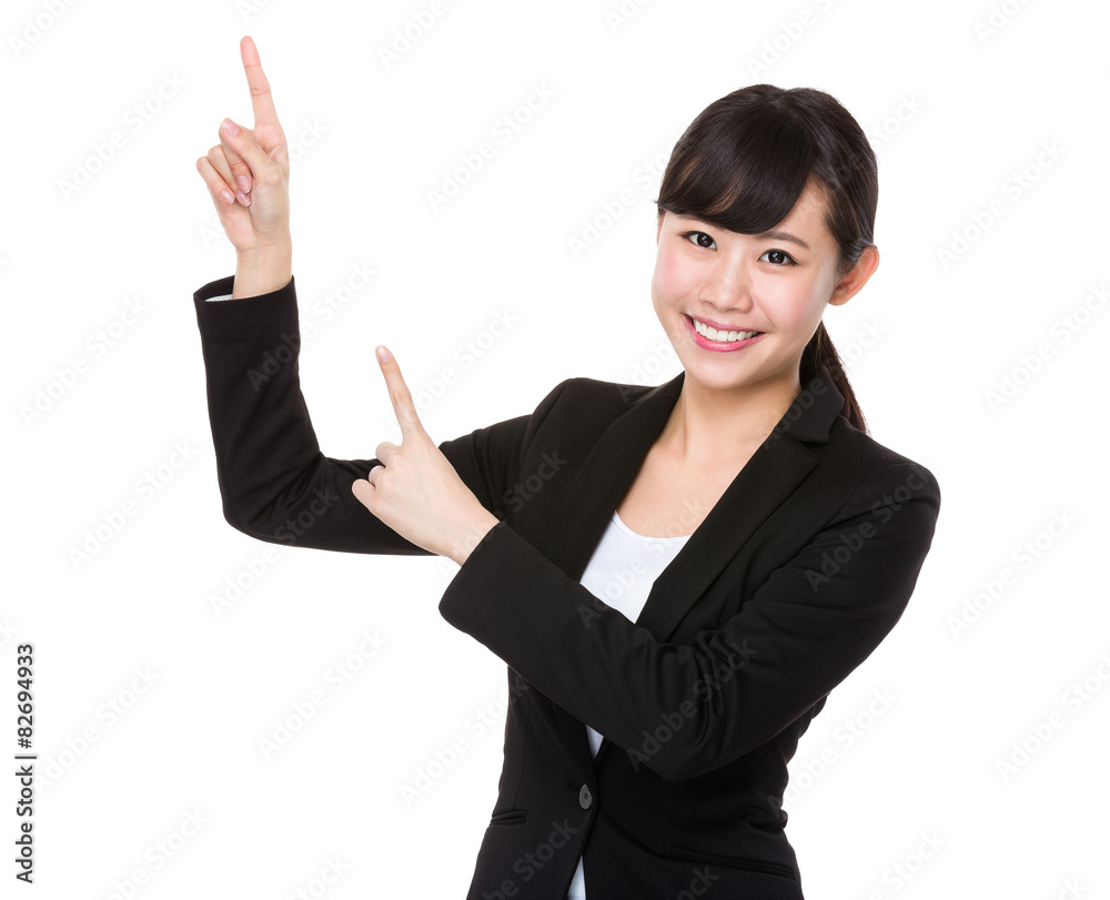 Young businesswoman show with name card Young businesswoman show with name card