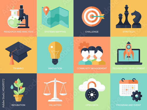 Flat modern icons for web design, logo design and website servic